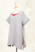 Cotton tunic, 'Posy Bliss in Ash' - Floral Cotton Tunic in Ash from Thailand (image 2f) thumbail