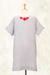 Cotton tunic, 'Posy Bliss in Ash' - Floral Cotton Tunic in Ash from Thailand (image 2g) thumbail