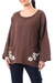 Cotton blouse, 'Lovely Bloom in Chestnut' - Floral Embroidered Cotton Blouse in Chestnut from Thailand (image 2a) thumbail