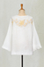 Cotton blouse, 'Lovely Bloom in Cool White' - Floral Embroidered Cotton Blouse in Cool White from Thailand (image 2f) thumbail