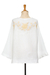 Blusa de algodón - Blusa de algodón con bordado floral en blanco frío de Tailandia