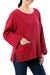 Cotton blouse, 'Lovely Bloom in Crimson' - Floral Embroidered Cotton Blouse in Crimson from Thailand (image 2c) thumbail