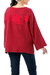 Cotton blouse, 'Lovely Bloom in Crimson' - Floral Embroidered Cotton Blouse in Crimson from Thailand (image 2e) thumbail