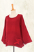 Cotton blouse, 'Lovely Bloom in Crimson' - Floral Embroidered Cotton Blouse in Crimson from Thailand (image 2g) thumbail
