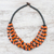 Wood beaded necklace, 'Orange Elegance Squared' - Orange and Black Boxwood Cube Beaded Torsade Necklace