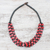Wood beaded necklace, 'Red Elegance Squared' - Red and Black Boxwood Cube Beaded Torsade Necklace