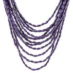 Wood beaded strand necklace, 'Cute Boho in Blue-Violet' - Wood Beaded Strand Necklace in Blue-Violet from Thailand