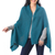 Cotton shawl, 'Chic Warmth in Teal' - Patterned Knit Cotton Shawl in Teal from Thailand (image 2a) thumbail