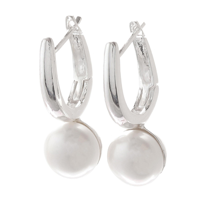 Round Cultured Pearl Drop Earrings from Thailand
