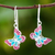 Sterling silver dangle earrings, 'Festive Butterflies' - Red and Blue Sterling Silver Butterfly Dangle Earrings thumbail