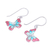 Sterling silver dangle earrings, 'Festive Butterflies' - Red and Blue Sterling Silver Butterfly Dangle Earrings (image 2c) thumbail
