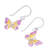 Sterling silver dangle earrings, 'Sweet Butterflies' - Pink and Yellow Sterling Silver Butterfly Dangle Earrings