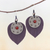 Carnelian and leather dangle earrings, 'Aurora Leaves' - Carnelian and Handcrafted Leather Dangle Earrings thumbail