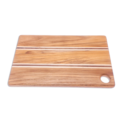 Teak wood cutting board, 'Stylish Chef' - Striped Teak Wood Cutting Board Crafted in Thailand