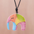 Collar colgante de cerámica - Collar con colgante de cerámica con elefante colorido de Tailandia