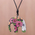 Collar colgante de cerámica - Collar con colgante de cerámica de elefante floral colorido