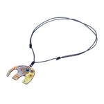 Ceramic pendant necklace, 'Elephant Hippie' - Bohemian Ceramic Elephant Pendant Necklace from Thailand