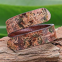 Leather wrap bracelet, 'Abstract Speckle in Brown' - Abstract Design Leather Wrap Bracelet in Brown from Thailand