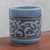 Celadon ceramic teacup, 'Blue Kanok' - Ornate Blue Celadon Ceramic Teacup from Thailand thumbail