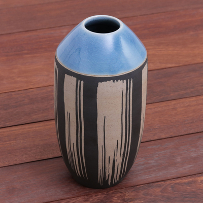 Celadon ceramic vase, 'Modern Garden' - Modern Celadon Ceramic Vase from Thailand