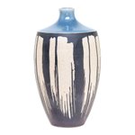 Celadon ceramic vase, 'Grey Cascade' - Celadon Ceramic Vase in Blue from Thailand
