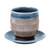 Tasse und Untertasse aus Celadon-Keramik, „Comfort Etches“ – Blaue und braune Tasse und Untertasse aus Celadon-Keramik aus Thailand