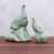 Celadon ceramic figurines, 'Mom and Baby' (pair) - Celadon Ceramic Elephant Figurines from Thailand(Pair) thumbail