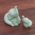 Celadon ceramic figurines, 'Mom and Baby' (pair) - Celadon Ceramic Elephant Figurines from Thailand(Pair) (image 2b) thumbail