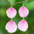 Natural rose petal dangle earrings, 'Pretty Rose in Pink' - Natural Rose Dangle Earrings in Pink from Thailand (image 2) thumbail