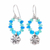 Quartz beaded dangle earrings, 'Floral Ocean' - Floral Quartz Beaded Dangle Earrings from Thailand