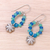 Quartz beaded dangle earrings, 'Floral Ocean' - Floral Quartz Beaded Dangle Earrings from Thailand
