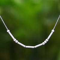 Sterling silver necklace, 'Morse Love'