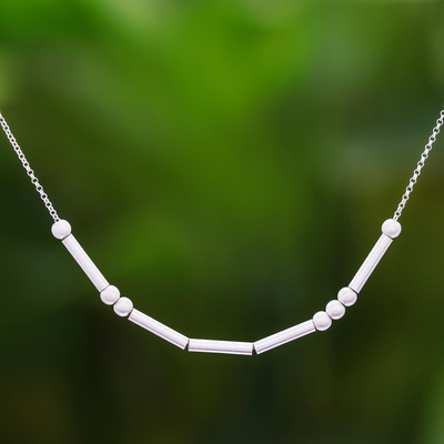 Sterling silver necklace, 'Morse Love' - Love-Themed Morse Code Sterling Silver Necklace