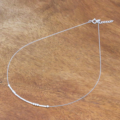 Sterling silver necklace, 'Morse Love' - Love-Themed Morse Code Sterling Silver Necklace