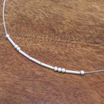 Sterling silver necklace, 'Morse Love' - Love-Themed Morse Code Sterling Silver Necklace