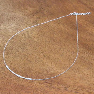 Sterling silver necklace, 'Morse Smile' - Smile-Themed Morse Code Sterling Silver Necklace