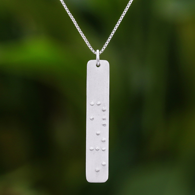 Collar colgante de plata esterlina - Collar con colgante de plata esterlina en braille con el tema de la sonrisa