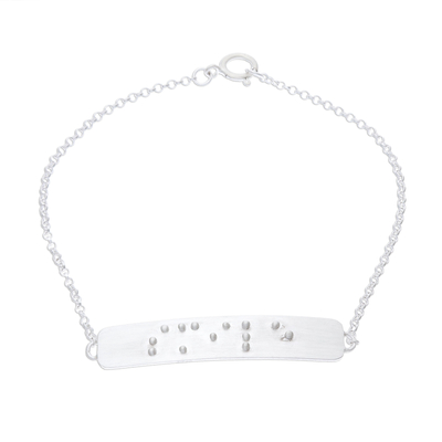 Smile-Themed Braille Sterling Silver Pendant Bracelet