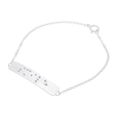 Armband mit Anhänger aus Sterlingsilber - Armband aus Sterlingsilber mit Lächeln-Motiv und Braille-Anhänger