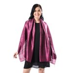 Silk scarf, 'Otherworldly in Plum' - Silk Wrap Scarf in Solid Plum from Thailand