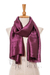 Silk scarf, 'Otherworldly in Plum' - Silk Wrap Scarf in Solid Plum from Thailand (image 2e) thumbail