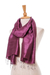 Silk scarf, 'Otherworldly in Plum' - Silk Wrap Scarf in Solid Plum from Thailand (image 2f) thumbail