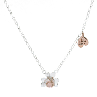 Rose gold accented sterling silver pendant necklace, 'Extraordinary Beetle' - Rose Gold Accented Sterling Silver Beetle Necklace