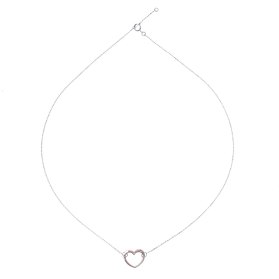 Rose Gold Accented Sterling Silver Heart Necklace