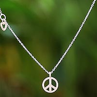 Featured review for Rose gold accented sterling silver pendant necklace, Heart for Peace