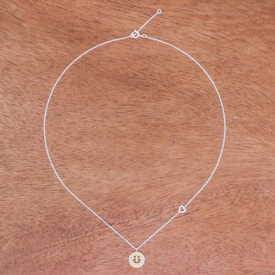 Gold accented sterling silver pendant necklace, 'Lovely Fleur-De-Lis' - Gold Accented Sterling Silver Fleur-De-Lis Necklace