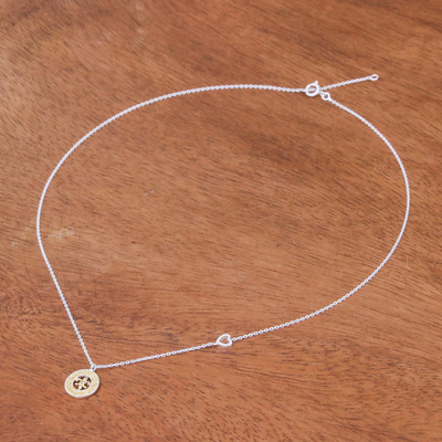 Gold accented sterling silver pendant necklace, 'Lovely Fleur De Lis' - Gold Accented Sterling Silver Fleur De Lis Necklace