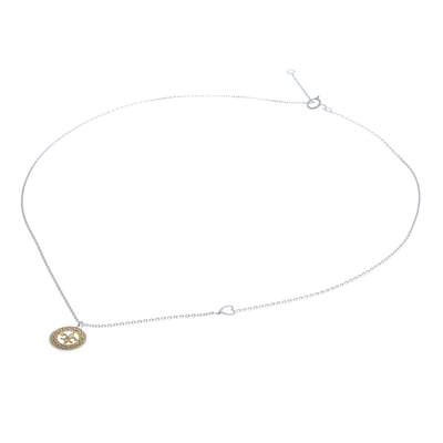 Halskette mit Anhänger aus Sterlingsilber mit Goldakzent - Sterlingsilber-Fleur-de-Lis-Halskette mit Goldakzent