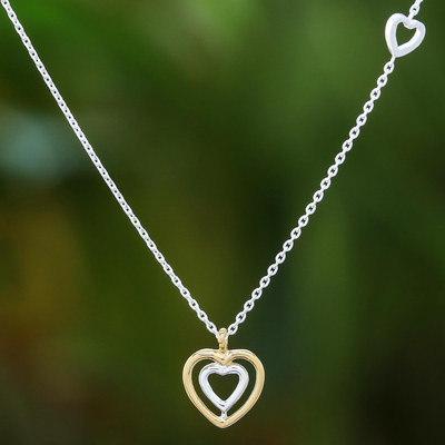 Gold accented sterling silver pendant necklace, Lovely Heart
