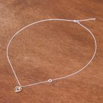 Gold accented sterling silver pendant necklace, 'Lovely Heart' - Heart-Shaped Gold Accented Sterling Silver Pendant Necklace